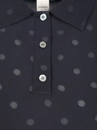 Acne Studios Polka Dot Polo Polo Shirt Blue In Black