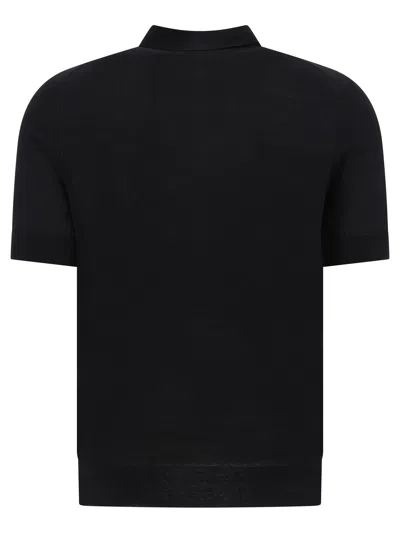 Brunello Cucinelli Black Polo Shirt In Cotton Short-sleeves With Bottons In Black