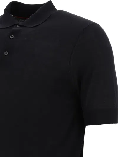 Brunello Cucinelli Black Polo Shirt In Cotton Short-sleeves With Bottons In Black