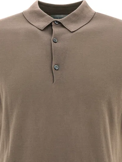 John Smedley Polo Collared Shirt Short Sleeves In Brown
