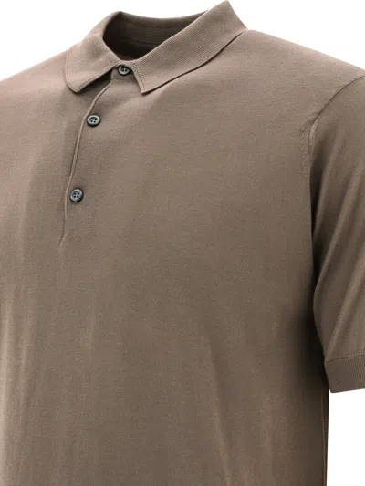 John Smedley Polo Collared Shirt Short Sleeves In Brown