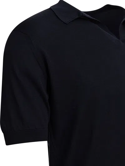 John Smedley Noah Skipper Collar Shirt Ss In Blue