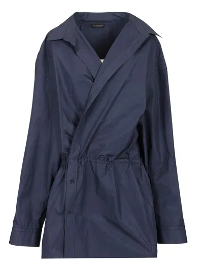 Balenciaga Shirt Mini Dress In Blue