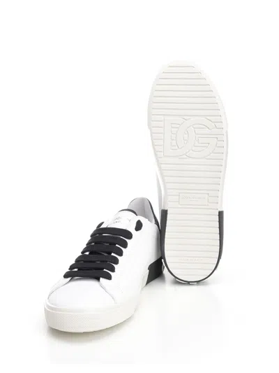 Dolce & Gabbana Portofino Leather Sneakers With Rubberized Logo Shoes