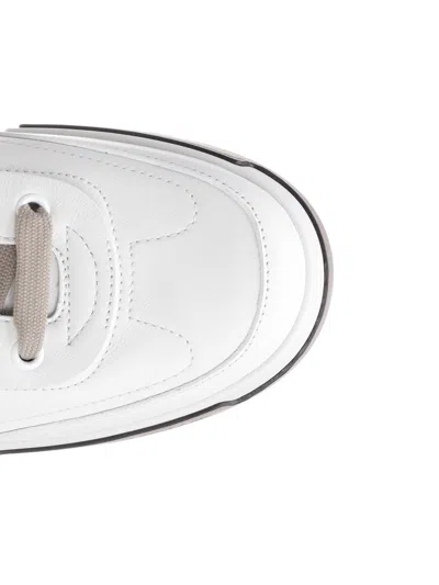 Dolce & Gabbana Portofino Yatch Sneakers In Calfskin Color White And Dove Grey In Red