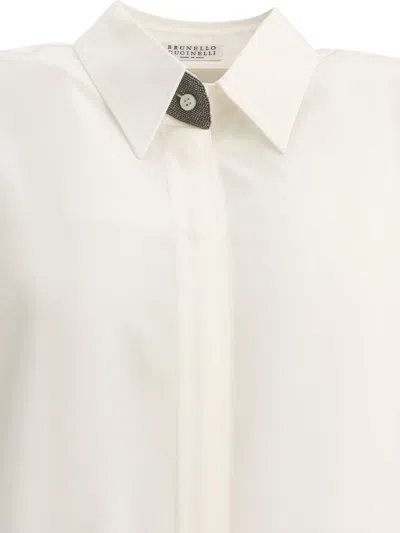 Brunello Cucinelli Precious Buttonhole Shirts White In White