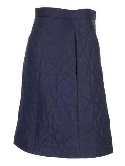 Maison Kitsuné Quilted Mini Skirt Skirts Blue In Blue