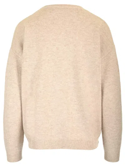 Max Mara Crew Neck Wool Blend Quota Sweater In Brown