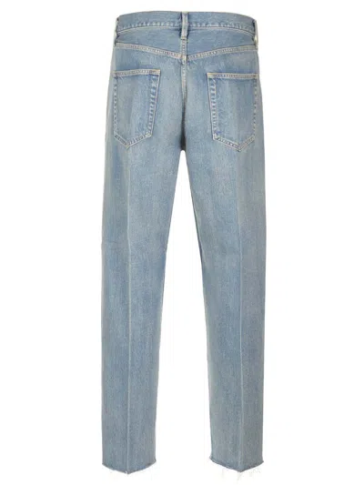 Fear Of God Five-pocket Raw Hem Straight Leg Jeans In Indigo 2