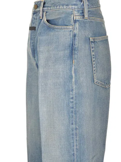 Fear Of God Five-pocket Raw Hem Straight Leg Jeans In Indigo 2