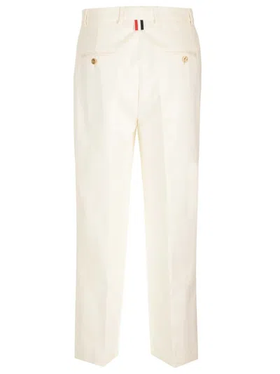 Thom Browne Wide-leg Cotton Trousers In White