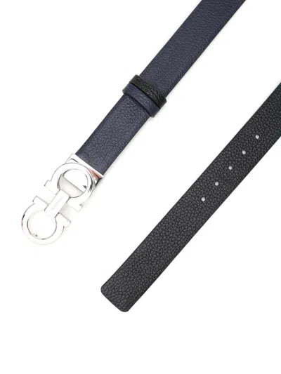 Ferragamo Reversible And Adjustable Gancini Belt Belts Multicolor In Black