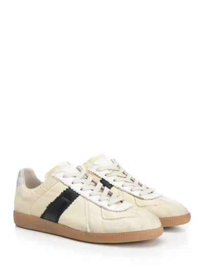 Maison Margiela Replica Leather And Suede-trimmed Twill Sneakers