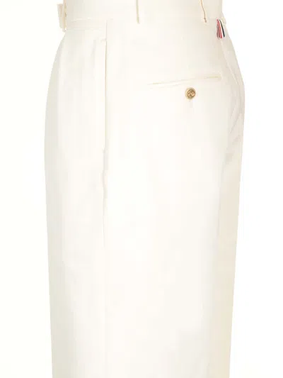 Thom Browne Wide-leg Cotton Trousers In White
