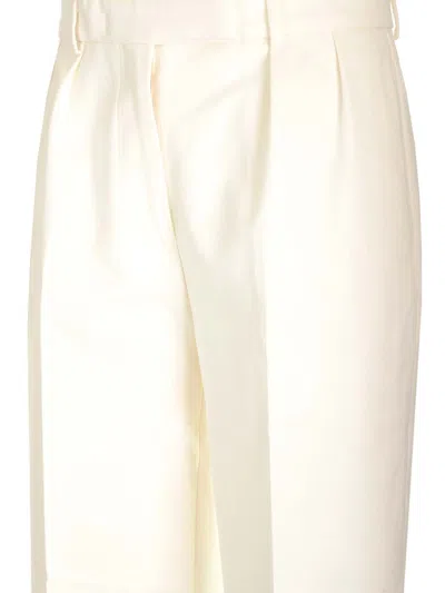 Thom Browne Wide-leg Cotton Trousers In White