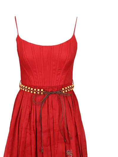 Zimmermann Rhiannon Belted Paisley-print Cotton-voile Midi Dress In Red