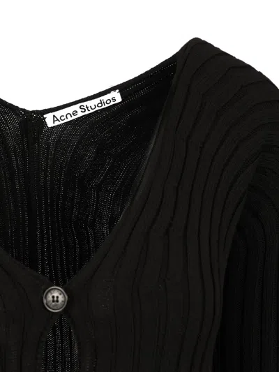 Acne Studios Ribbed Cotton Cardigan Knitwear Black