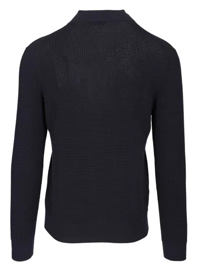 Ballantyne Rice Stitch Cotton Cardigan Knitwear Blue