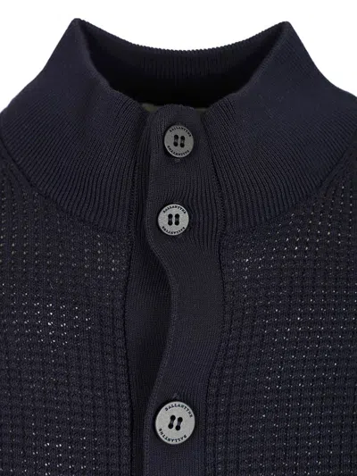 Ballantyne Rice Stitch Cotton Cardigan Knitwear Blue