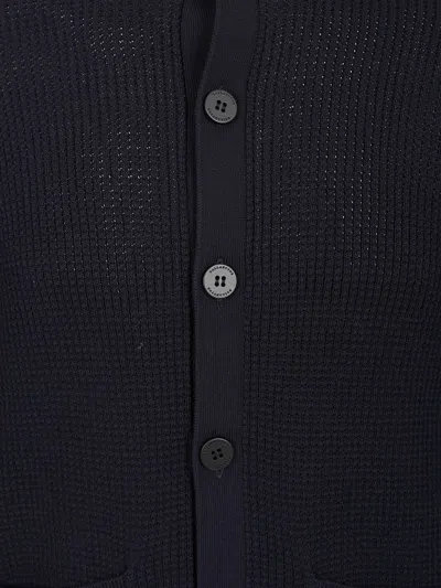 Ballantyne Rice Stitch Cotton Cardigan Knitwear Blue