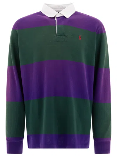 Polo Ralph Lauren Striped Long Sleeve Rugby Shirt With Buttoned Collar