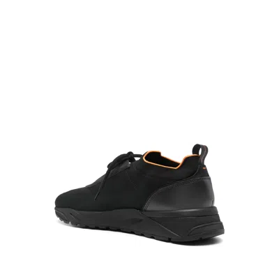 Santoni Lace-up Leather And Fabric Sneakers