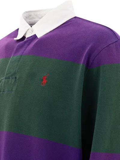 Polo Ralph Lauren Striped Long Sleeve Rugby Shirt With Buttoned Collar