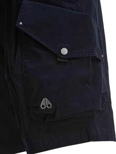 Moose Knuckles Waist Belted Cargo Pocket Elastic Shorts In Blue