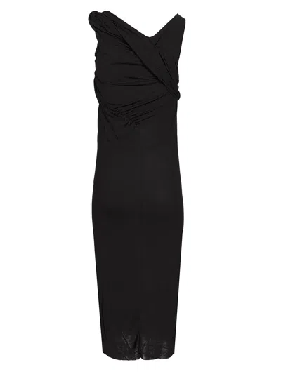 Rick Owens Draped Midi Dress In Black