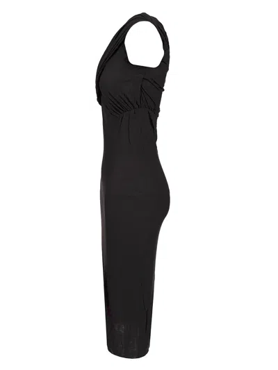 Rick Owens Draped Midi Dress In Black