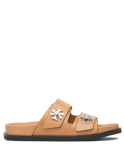 Tory Burch Round Toe Leather Dual Strap Sandals