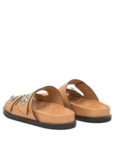 Tory Burch Round Toe Leather Dual Strap Sandals