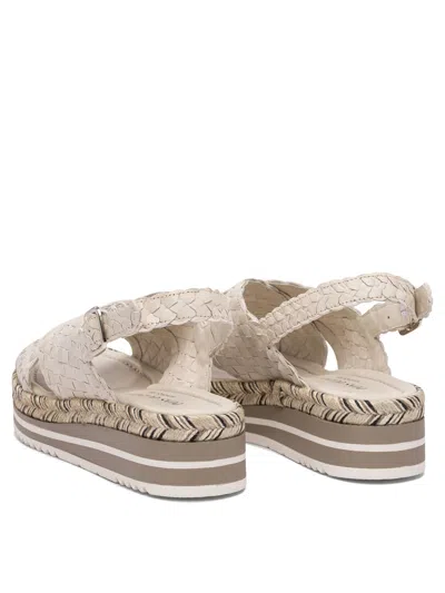 Pons Quintana Woven Leather Cross-strap Sandals With Rubber Sole In Neutral
