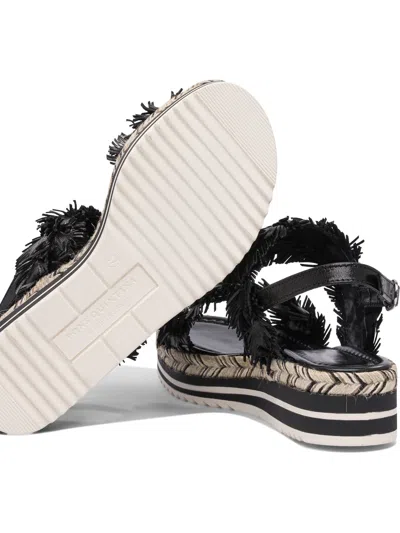Pons Quintana Textured Black Leather Platform Sandals