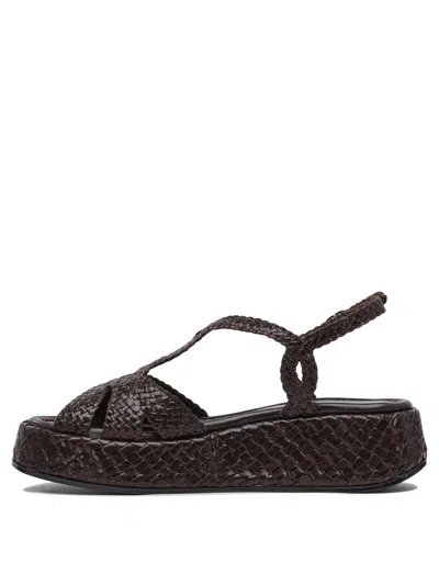 Pons Quintana Woven Sandals With Adjustable Strap And Platform Sole In Black