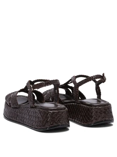 Pons Quintana Woven Sandals With Adjustable Strap And Platform Sole In Black