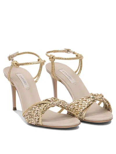Casadei Braided Stiletto Sandals In Leather Blend In Pink