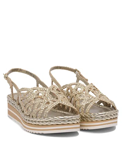 Pons Quintana Woven Leather Sandals With Platform Sole In Neutral
