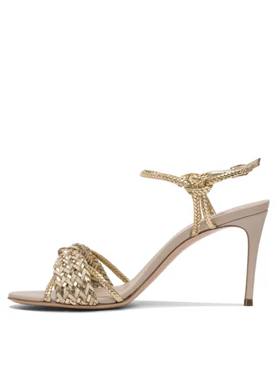 Casadei Braided Stiletto Sandals In Leather Blend In Pink