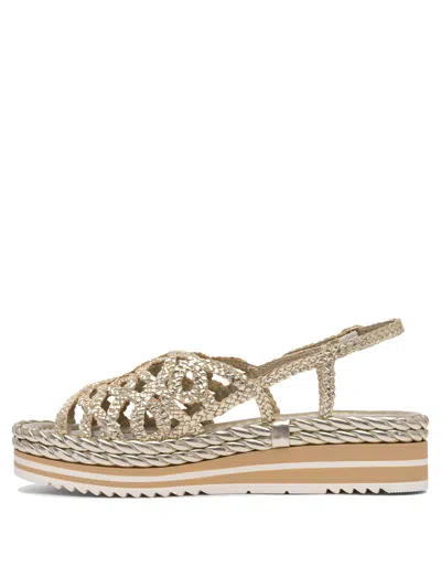 Pons Quintana Woven Leather Sandals With Platform Sole In Neutral