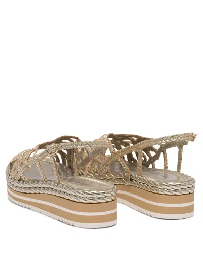 Pons Quintana Woven Leather Sandals With Platform Sole In Neutral