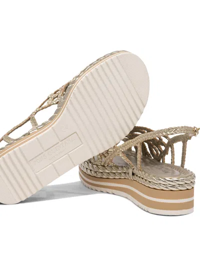 Pons Quintana Woven Leather Sandals With Platform Sole In Neutral