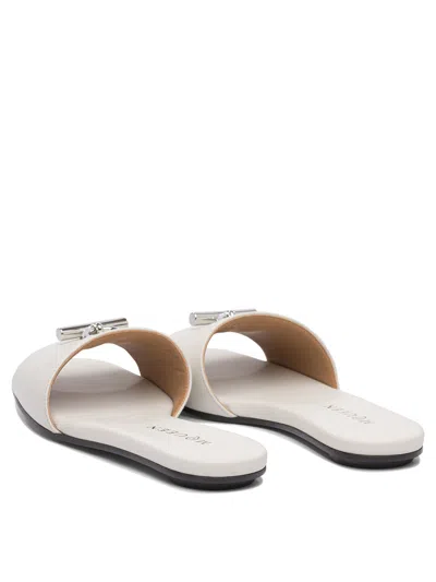 Alexander Mcqueen Leather Cross-bar Slide Sandals In White