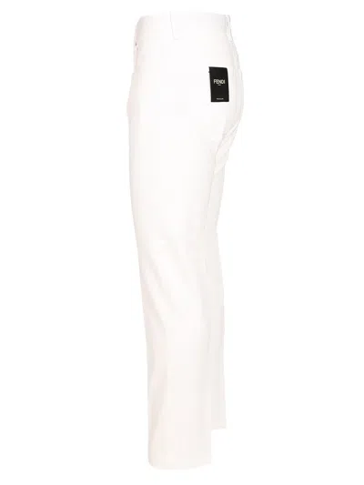 Fendi Regular Denim White Wth Ff Embroidery Jeans White In White