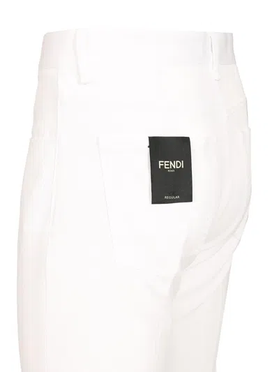 Fendi Regular Denim White Wth Ff Embroidery Jeans White In White