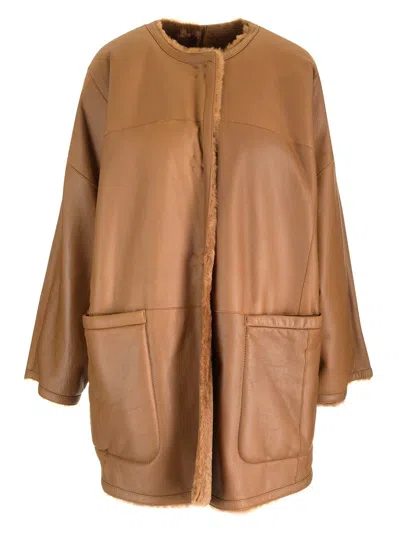 Max Mara Double-sided Lacon Wool Cardigan Coat In Brown