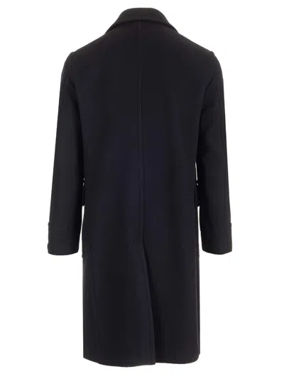 Tagliatore Black Double-breasted Coat With Four Pockets In Black