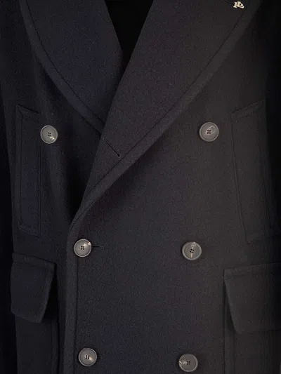 Tagliatore Black Double-breasted Coat With Four Pockets In Black