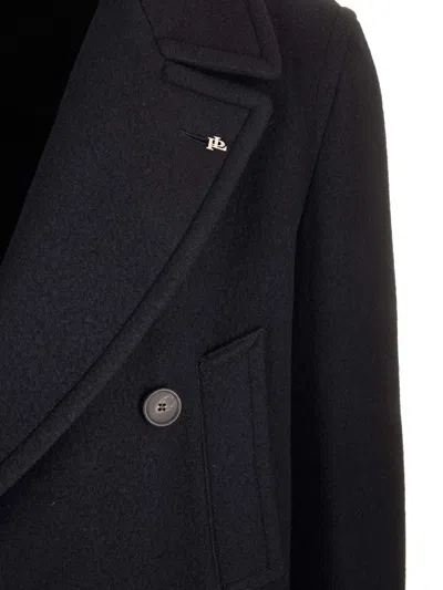 Tagliatore Black Double-breasted Coat With Four Pockets In Black