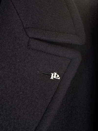 Tagliatore Black Double-breasted Coat With Four Pockets In Black
